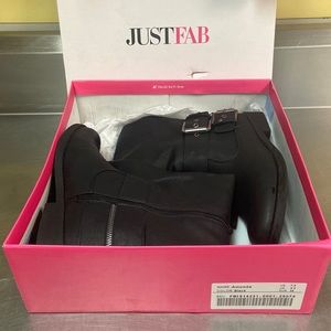Just Fab Amonda Black Calf High Riding Boots New